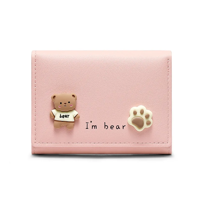 

Fashionable Korean Version Of Cute Bear Ladies Wallet Wholesale Ins Simple Card Bag Multi-card Short Wallet