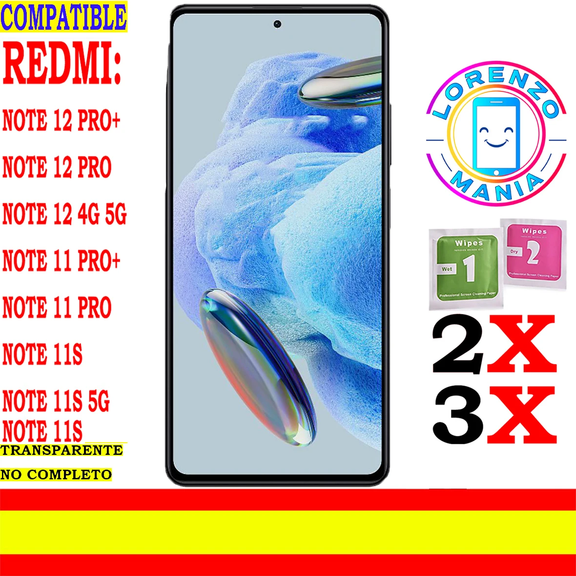 Compatibile Xiaomi Redmi Note 12, Note 12 5G, Note 12 Pro 5G, Note 12 Pro 5G, Note 12 Pro Plus 5G, Note 11 Pro Plus 5G, Note 11, Nota 11 Pro 4G 5G Not