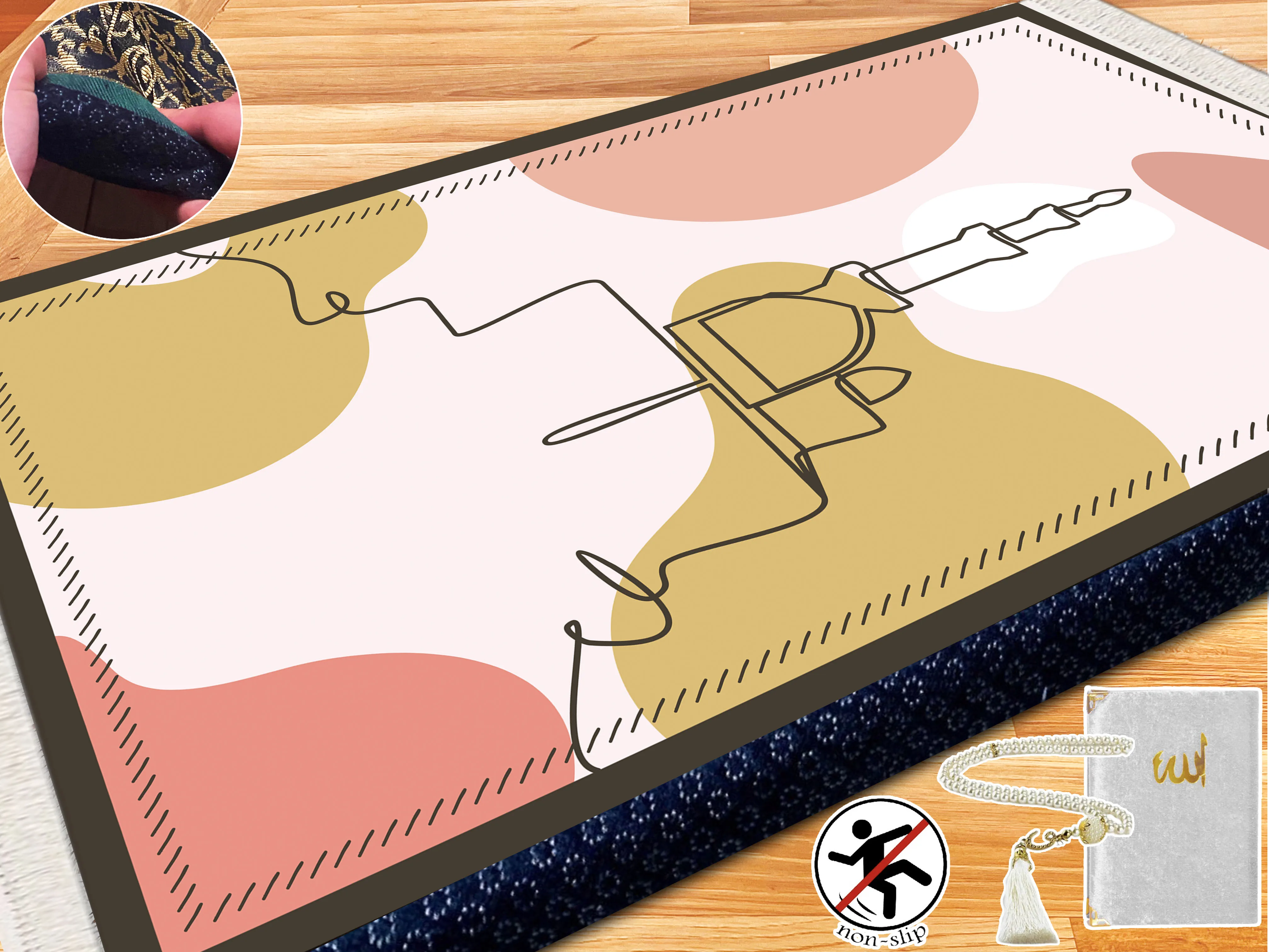 

Очень толстый мягкий турецкий молитвенный коврик, Yaseen, Мягкий Молитвенный коврик, коврик с жемчугом, подарочный набор