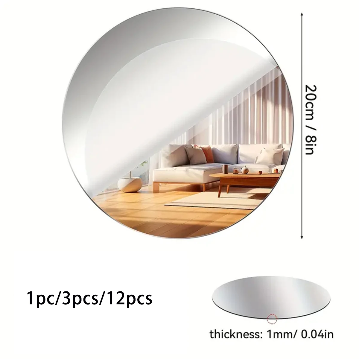 20cm Acrylic Round Mirrors Circle Candle Plates For Wedding Table Centerpieces Round Mirror Tray 1pc/3pcs /12pcs acrylic mirrors