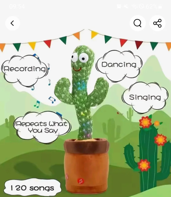 Dancing Talking Cactus Toy Repeats & Sings Playtime Sunny Cactus Up Plus photo review