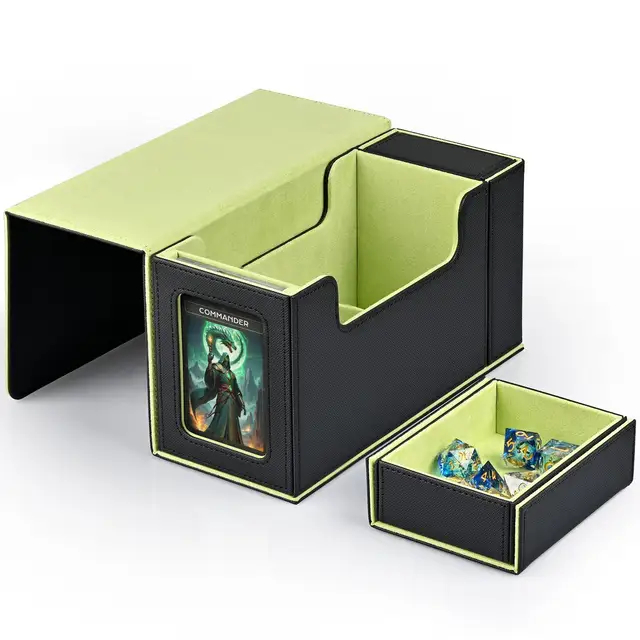 Card Deck Box with Display Window, Fits 200 Double-Sleeved Cards with Dice Tray