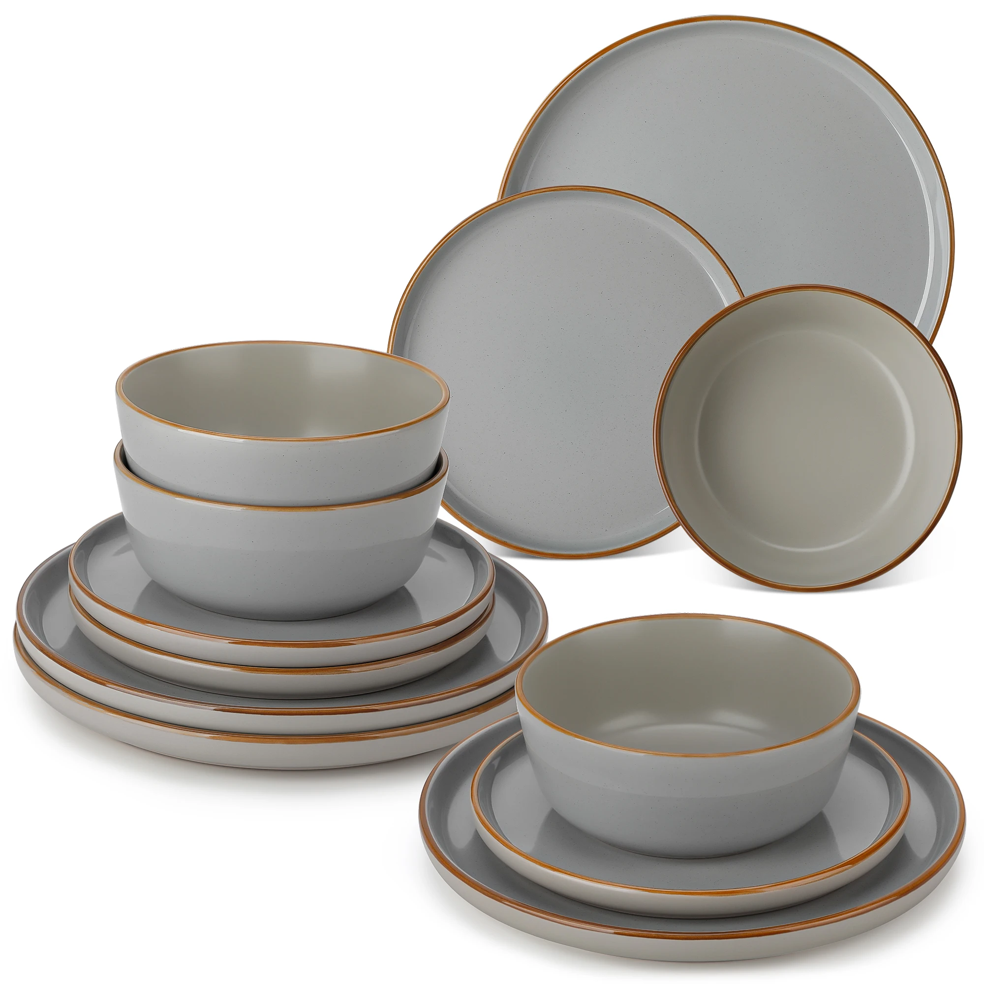 vancasso RENO 12/24-teiliges Steinzeug-Geschirrset Teller-Set mit Spiegelglanz Mehrfarbig mit 4 Stück Teller/Dessertteller/Schüsseln – Detail 13