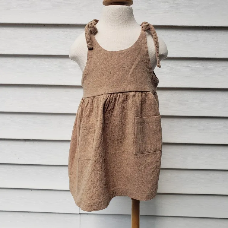 Summer Toddler Girl Dress Solid Cotton Sleeveless Children Dress Kids Sundress Slip Dress Fashion Girls Clothing photo review