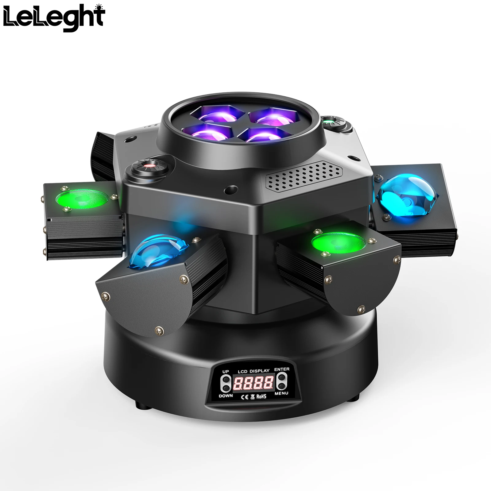 Leleght 200W RGBW 4-IN-1 Light Effect and Starry Effect Controlled DMX512 Sound-activated and Master-slave For DJ Party Wedding