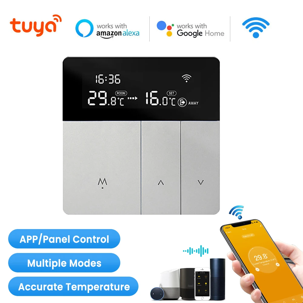 Termostato WiFi Tuya Con Pantalla LCD Para Calefacciu00f3n Por