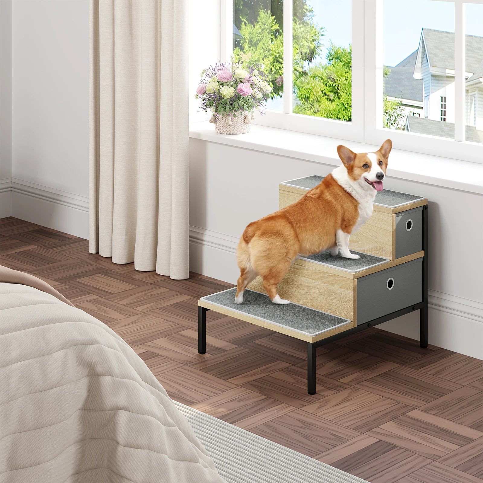 Scale Pieghevoli Per Cani Grandi - 3 Gradini Largi Con Spazio Riposto, Per Letti E Divani - Foto 10