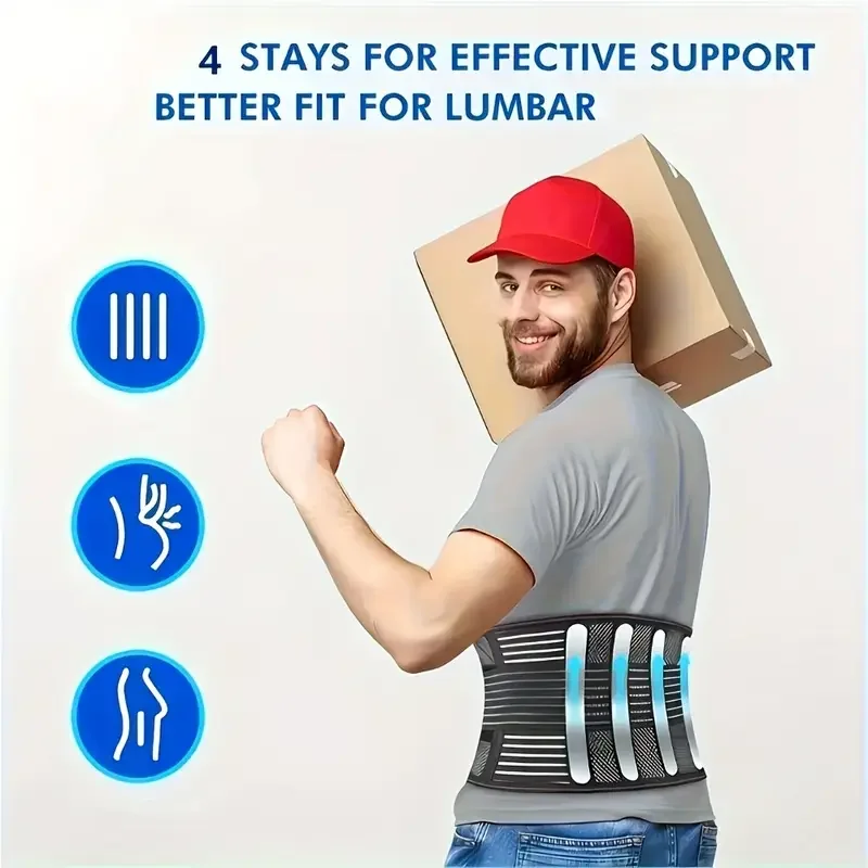 Lumbar Support Belt Compression Waist Support Belt Breathable Mesh Lower Back Brace Adjustable Elastic Pain Relief Spine