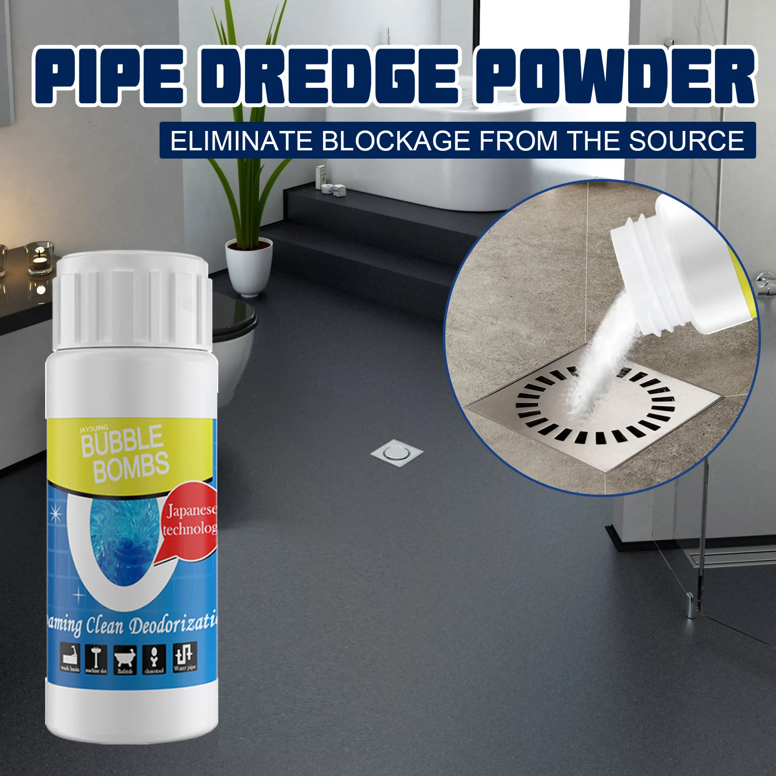 Drain Pipe Cleaner Powder for Clogged Sinks and Toilets