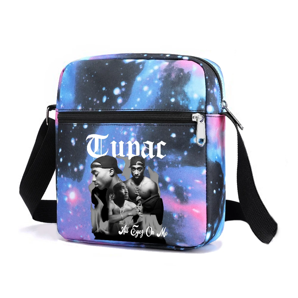 Rapper Tupac 2pac printed Crossbody bag large capacity men shoulder bag mobile phone portable outdoor storage Bag