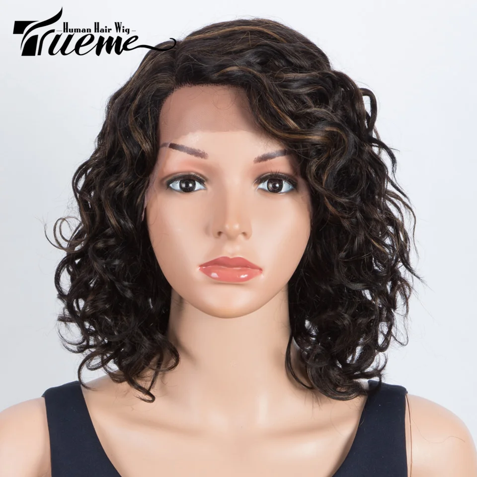 

Trueme Curly Bob Lace Front Human Hair Wigs Brazilian Bouncy Curly Lace Wig Highlight Water Wave Lace Human Hair Wig For Women