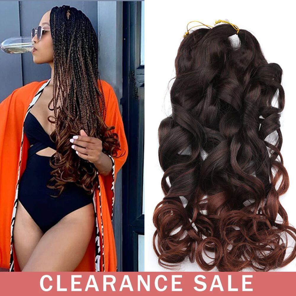 Synthetic French Bulk Spiral Curls Crochet Braids High Temperature Loose Wave Ombre Pre Stretched Braiding Extensions Hair