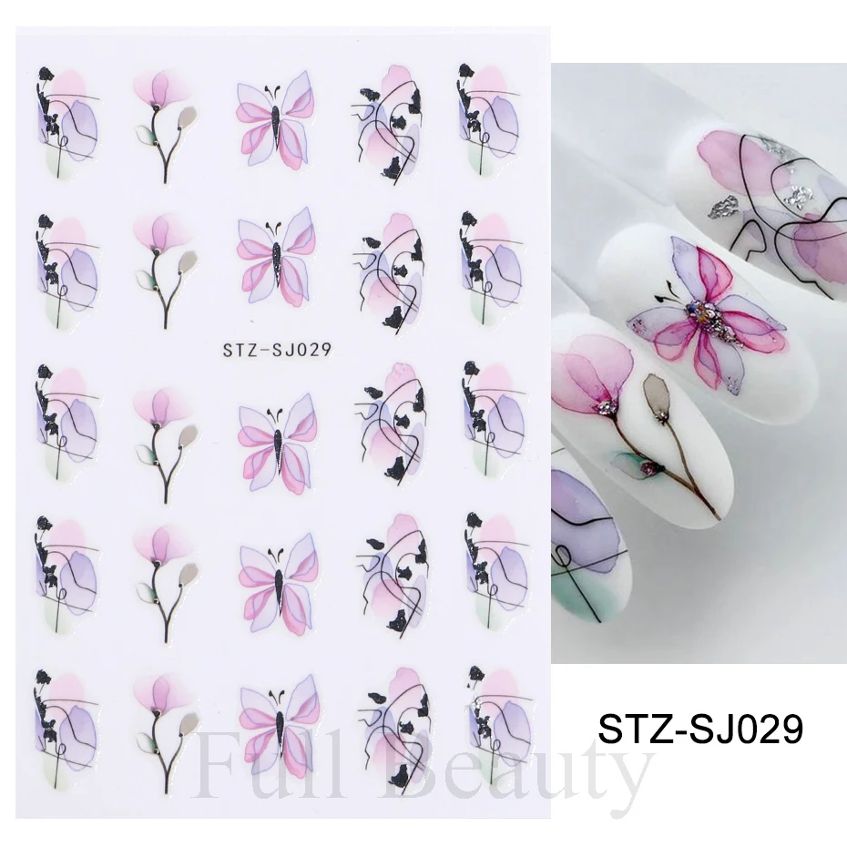 Nail Stickers Nail Art Decoration Nail Decals Flower Stickers 3D Fall Nail Stickers Gold Leaf Cotton Flowers Transfer Decals Nail Adhesive Sliders Manicure Autumn Decorations TRSTZ-SJ