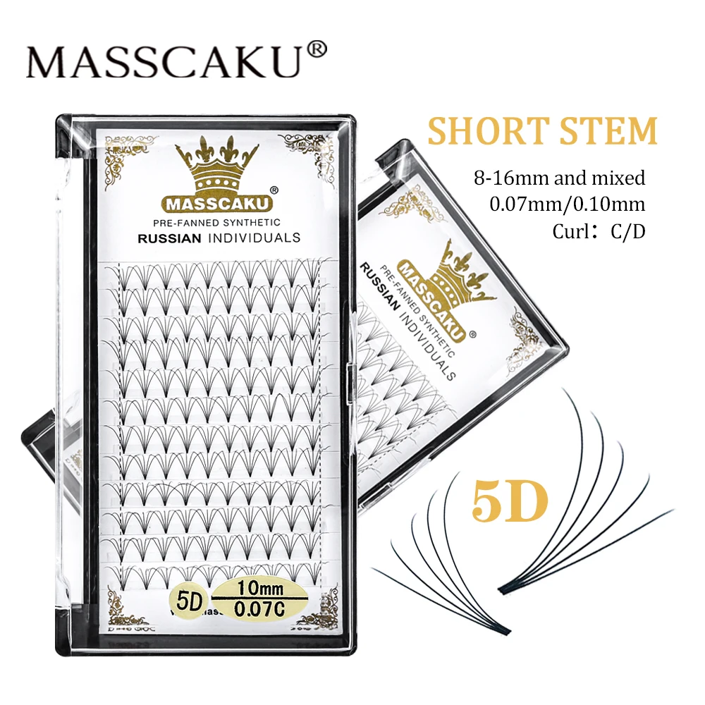 

MASSCAKU Premade Fans Russian Volume 3D/4D/5D/6D/10D Eyelashes Short Stem Fluffy Eyelash Extensions Mink Individual Lashes