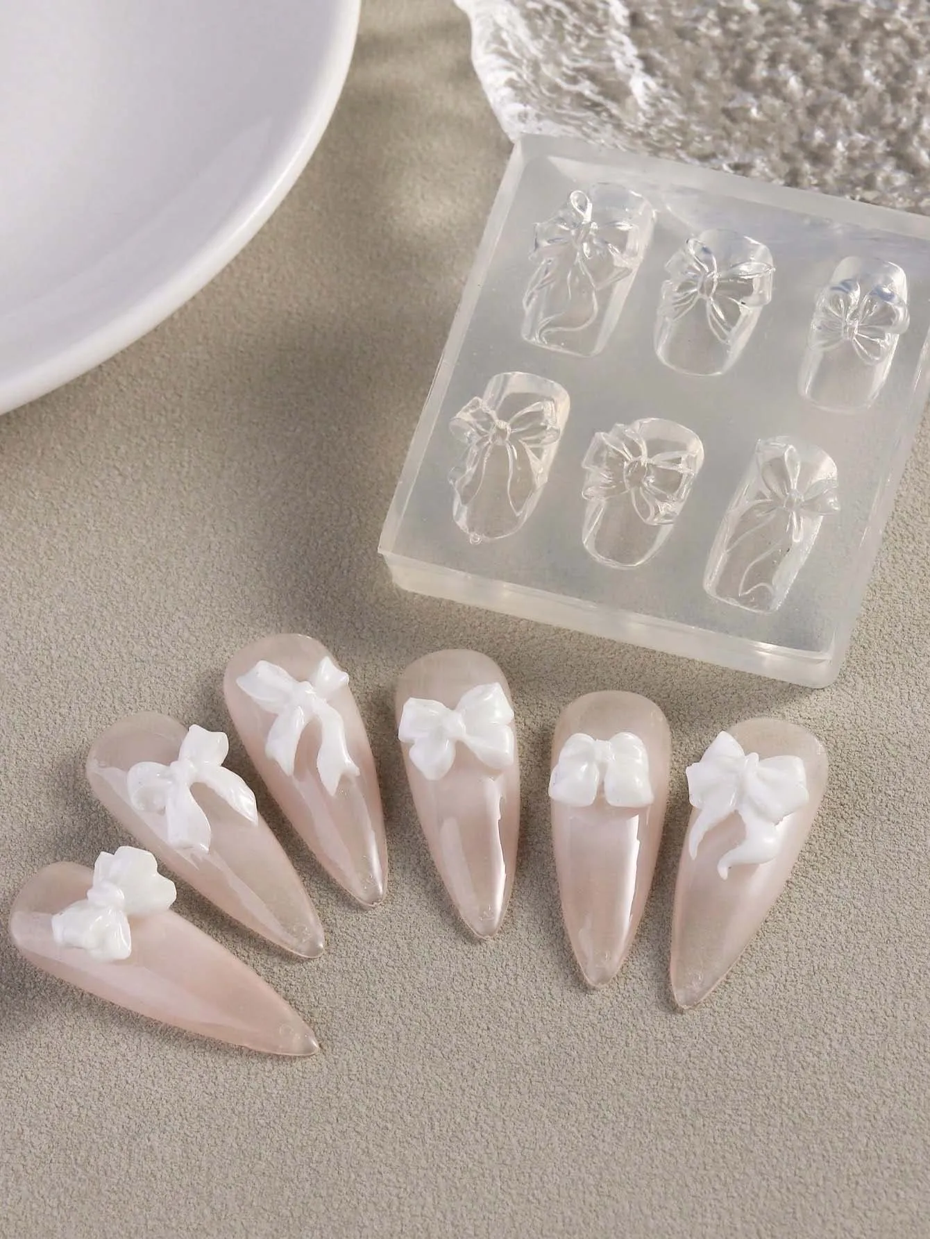 1PC 리본 보우낫 DIY 네일 3D 아트 실리콘 조각 몰드 템플릿 나비넥타이 장식 네일아트 몰드