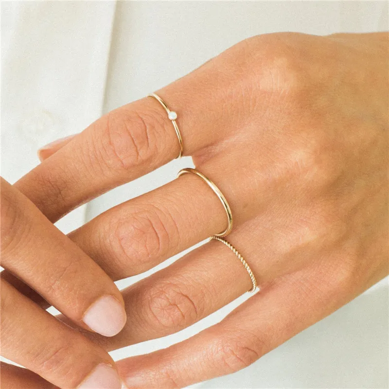 14K Gold Filled Braided Stacking Ring Minimalism Jewelry Anillos