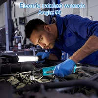 Clé à chocs électrique sans fil 12V à angle droit 200N.m 3/8 pouce 90° °   Clé à cliquet pour démontage d'écrous, outil d'entretien automobile avec 2 batteries 6