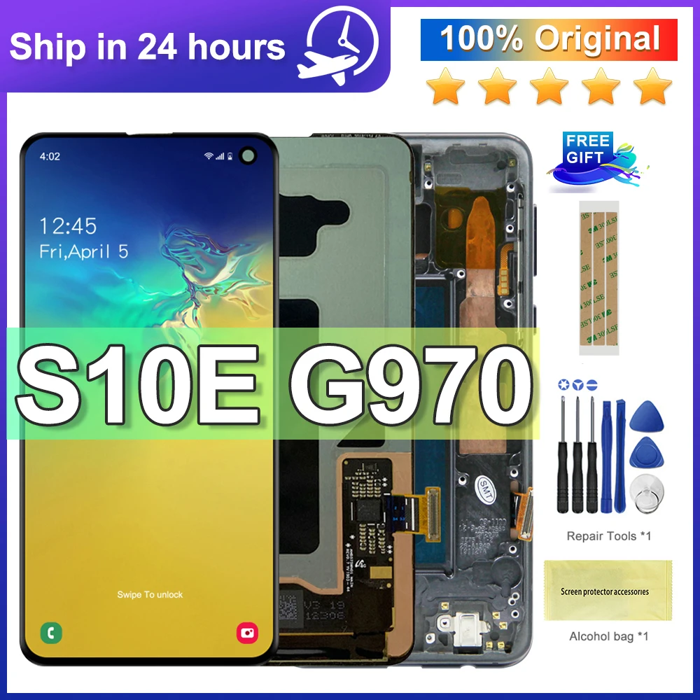 

5.8'' Original For Samsung Galaxy S10e G970FU LCD Display Touch Screen Digitize Assembly For Samsung S10E Display With Frame