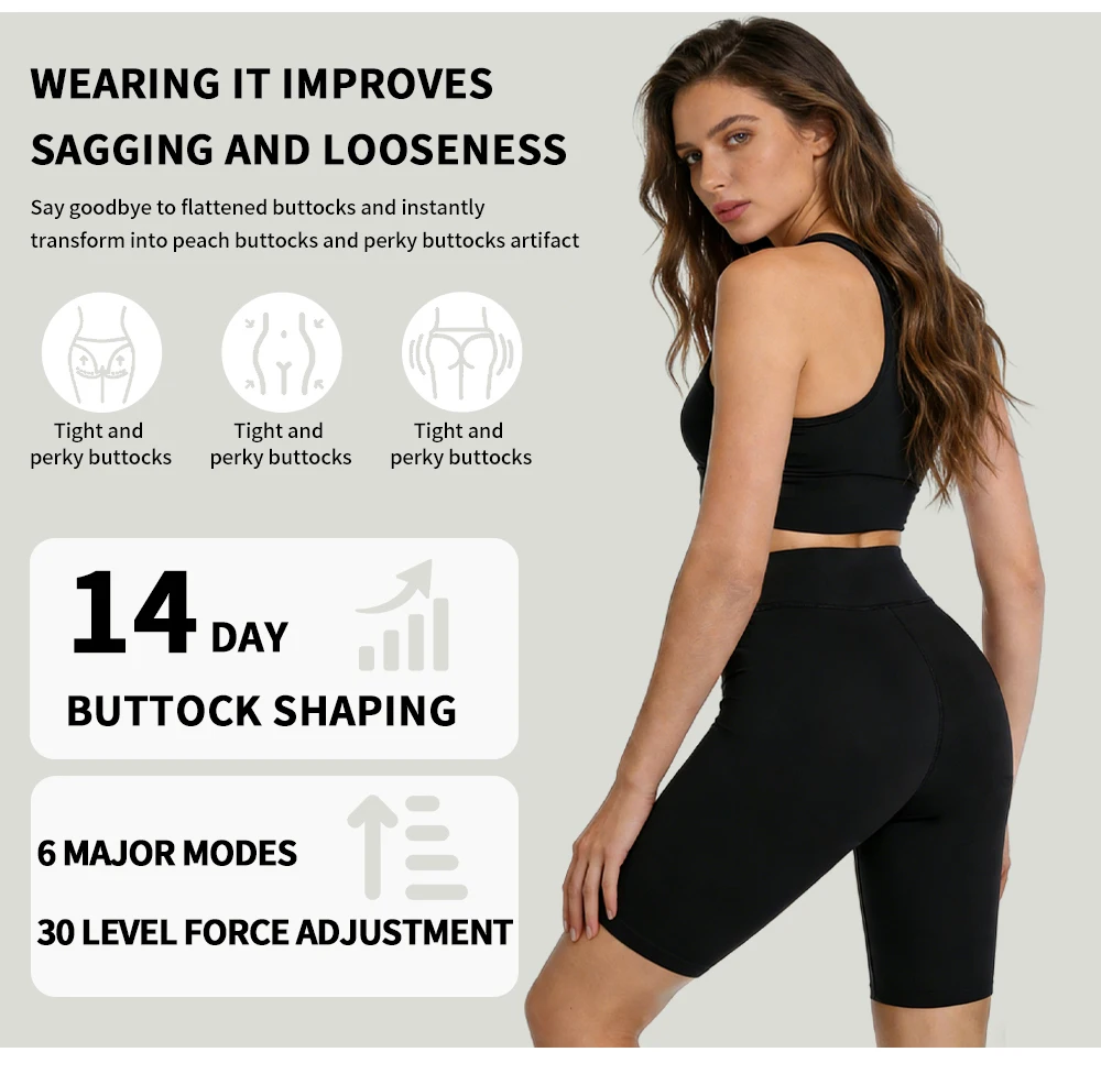 EMS Shaping Yoga Shorts Smart Microcurrent Rechargeable High Elastic Buttock Trainer Fitness Pants for Men Women Gym Running Ae59fdcc1af3a464c9206d31f60ee756ar