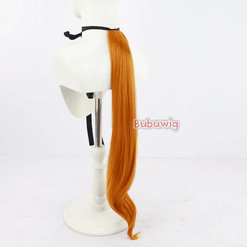 Bubuwig 합성 헤어 마야노 탑건 코스프레 가발 우마 무스메: 프리티 더비 마야노 탑건 40cm 롱 오렌지 가발 내열성