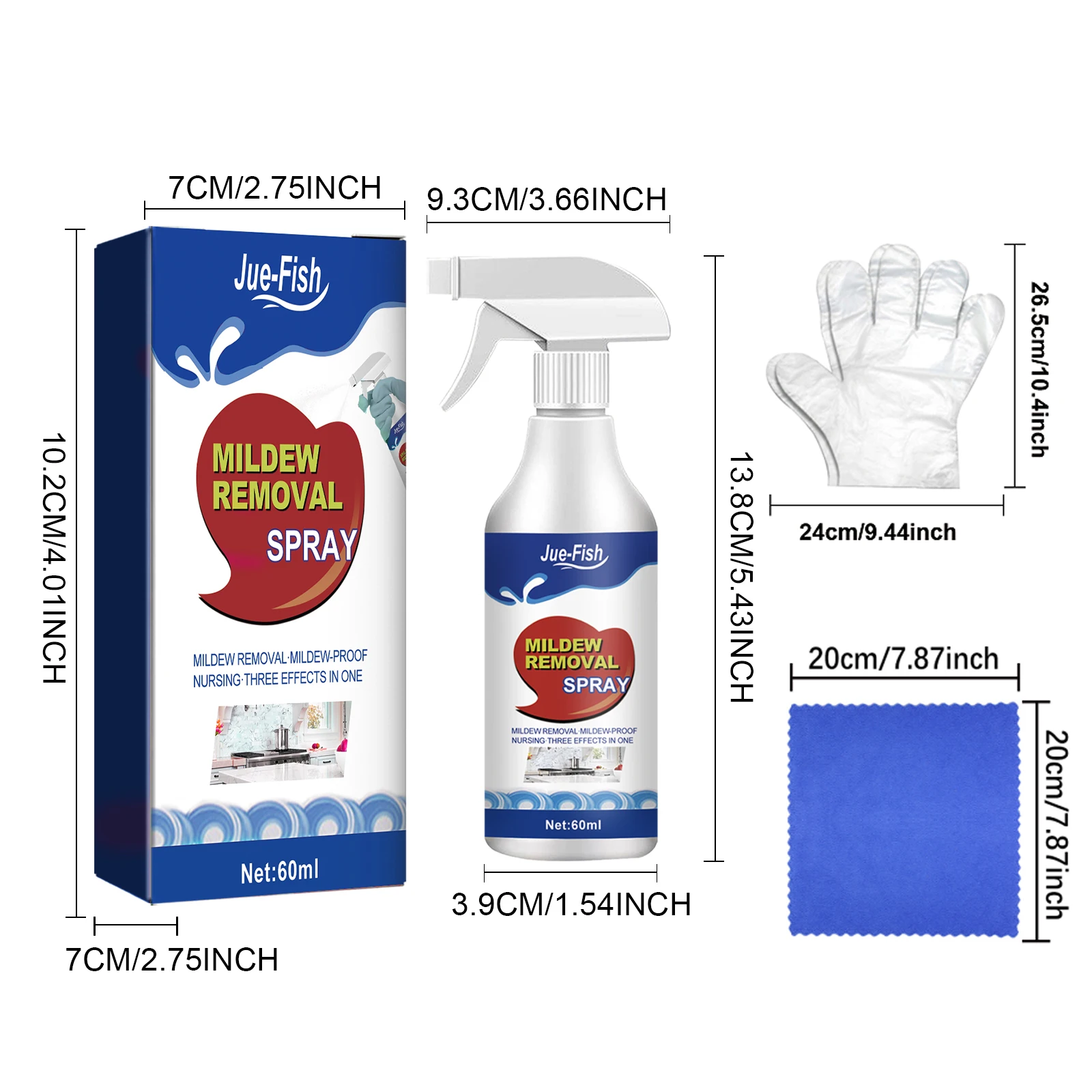 Jue-Fish Kitchen Cleaning Agent Mildew Stain Remover Spray Rust Remover Polishing Pot Black Scale Cleaner Wall Mold Remover