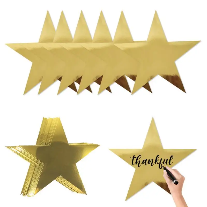 10/20 Stück Goldfolie glänzende Sternausschnitte DIY beschreibbare festliche Dekorationen für Neujahr Geburtstagsfeier Wandtisch Urlaubsversorgung