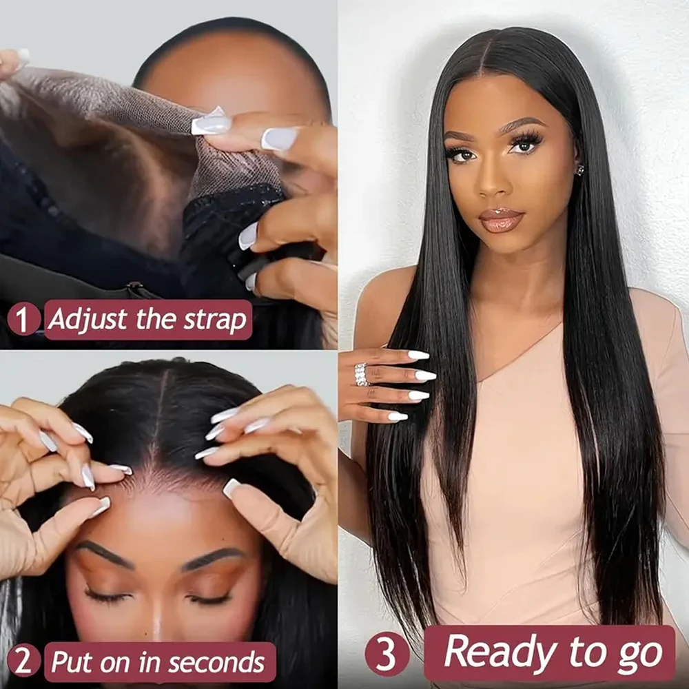250% Glueless Straight Human Hair Wigs Wear And Go 7x5 Hd Lace Closure Wig On Clearance Sale 34Inch Straight Lace Front Wig 4