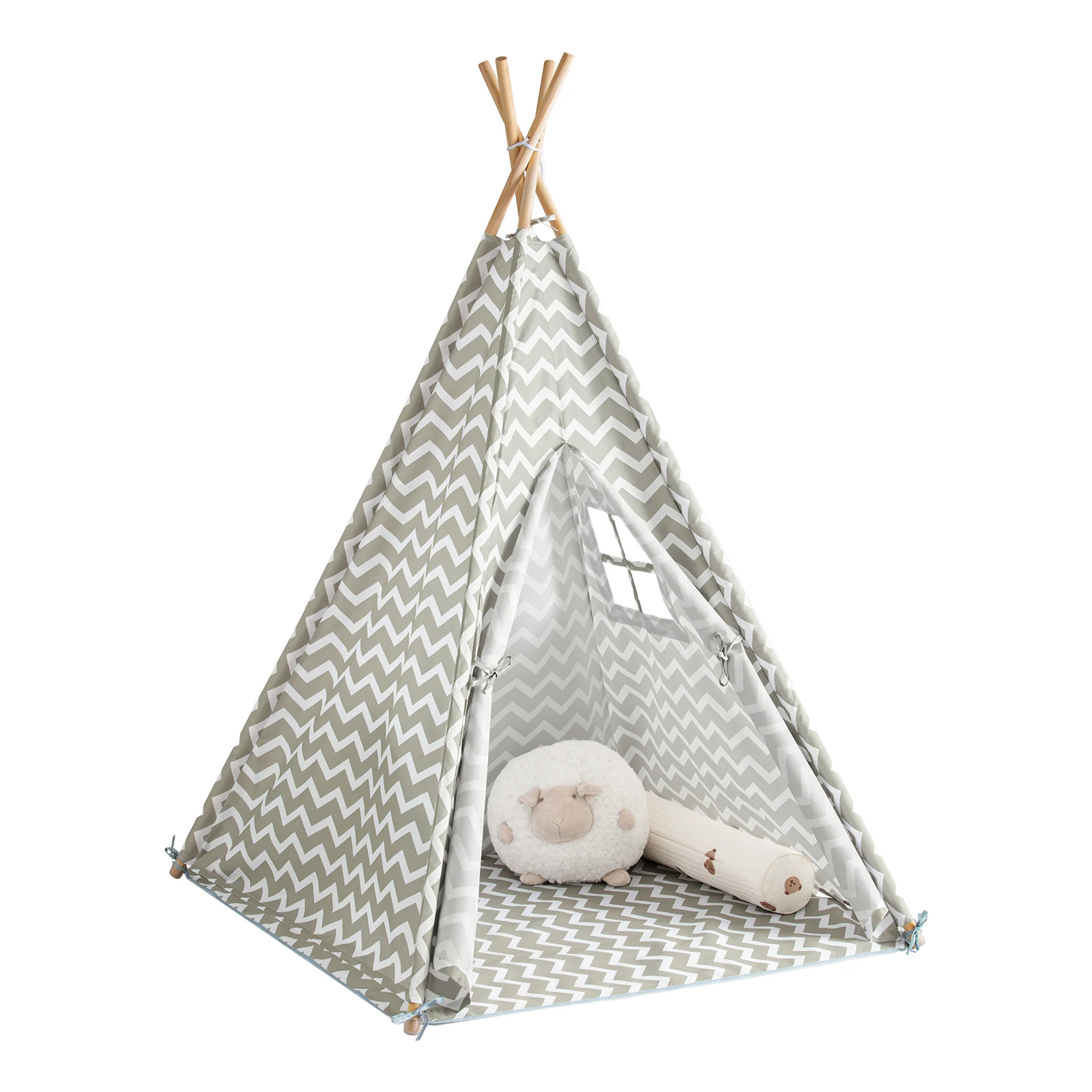 SoBuy OSS03 Tipite tente tente de jeu tente pour enfants 1 porte et 1 fenêtre Playhouse tente pour enfants indien blanc/gris