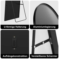 Anajqaqia зеркало в полный рост 164/173/177 см, зеркало с дужкой и металлическим каркасом, напольное зеркало и настенное зеркало для гостиной — изображение 6