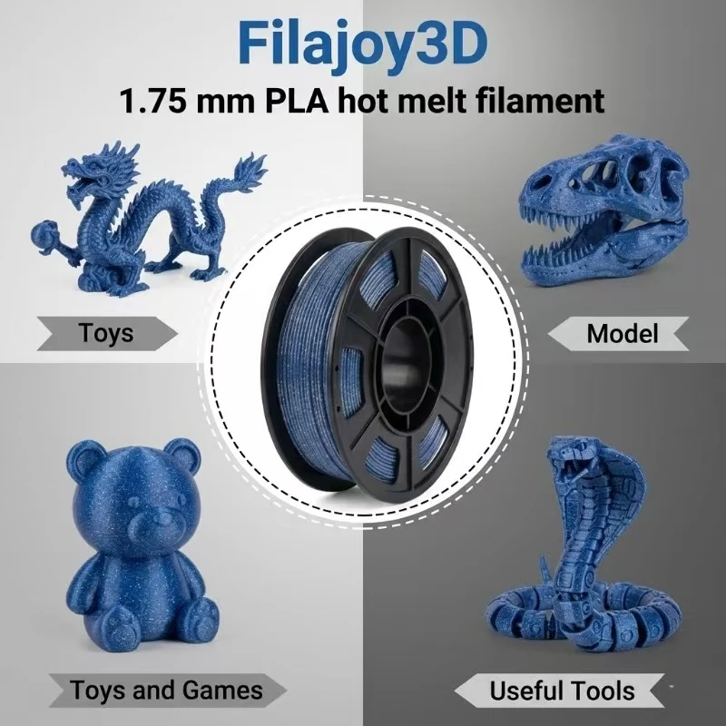 3D 프린터 필라멘트 갤럭시 글리터 PLA 필라멘트 1.75mm 3D 프린팅 필라멘트, 블랙 글리터 골드, 250g, 스풀