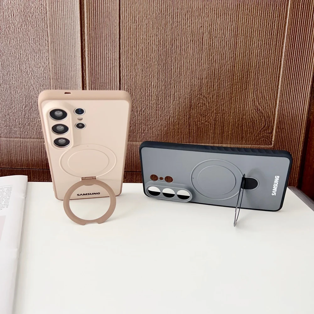 360° Rotation Magnetic Metal Bracket Holder Silicone Phone Case with Magsafe Compatibility