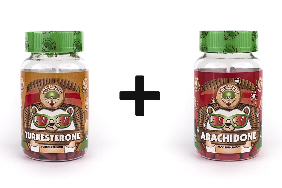 Набор Туркестерон 500 mg/60 капсул + Арахидон 1500 mg/90 капсул/ Turkesterone+Arachidone Forest Pump/ Тестостерон для мужчин