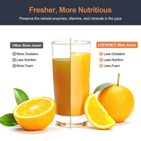 LUFVEBUT 80MM Large Calibre Slow Juicer 250W Cold Press Masticating Extractor 98% High Juice Yield BPA Free Safe Kitchen Gadgets 2
