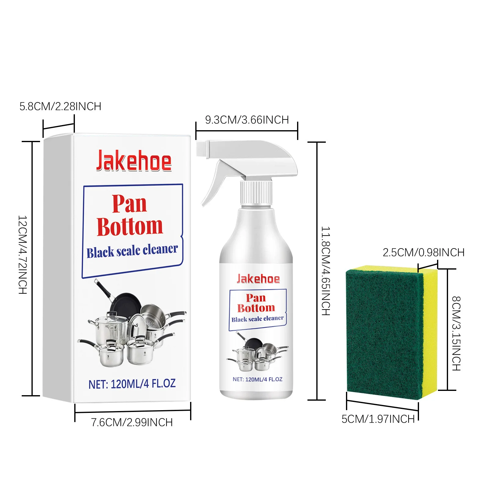 Jakehoe 120ml Pot Bubble Cleaner Kitchen Grease Clean Heavy Oil Stubborn Stain Remover Descaling Pot Gel Scale Cleaner Spray