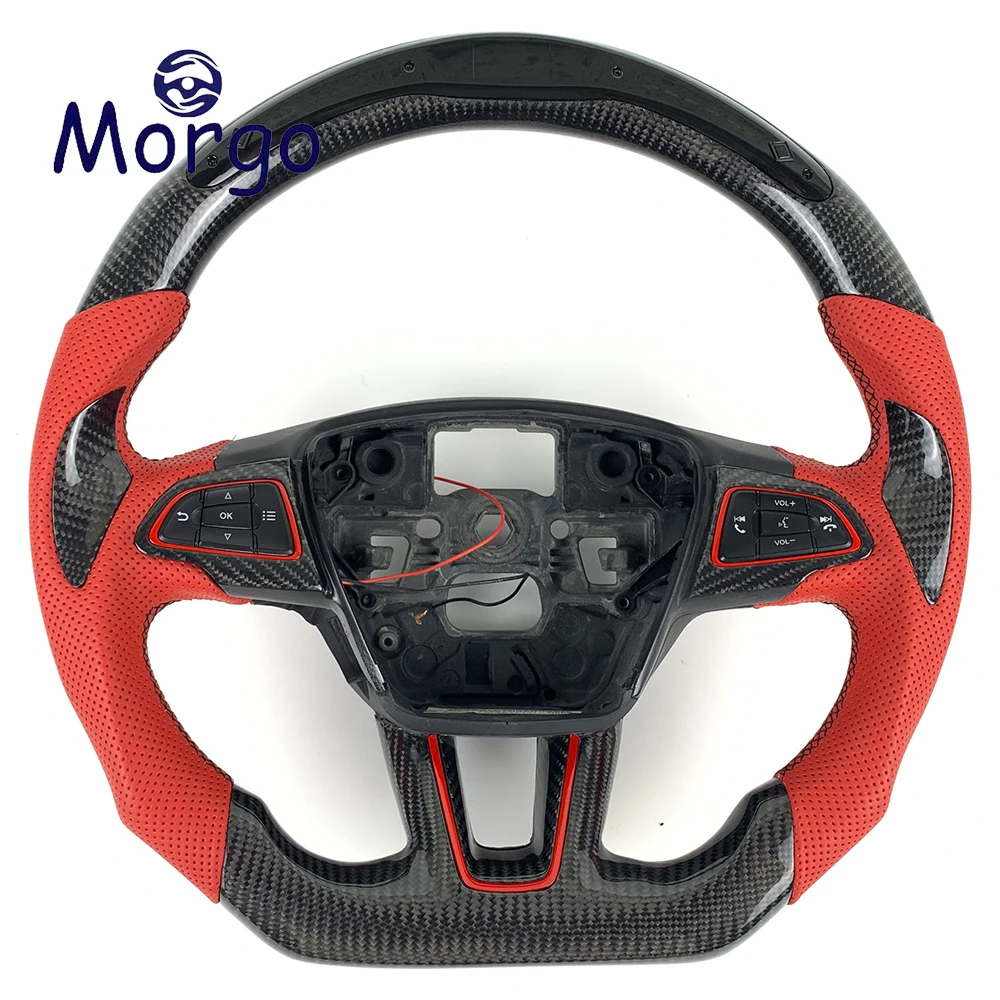 

Custom LED Carbon Fiber Red Perforated Leather Steering Wheel for Ford Focus ST RS MK3 Car Steering Wheel