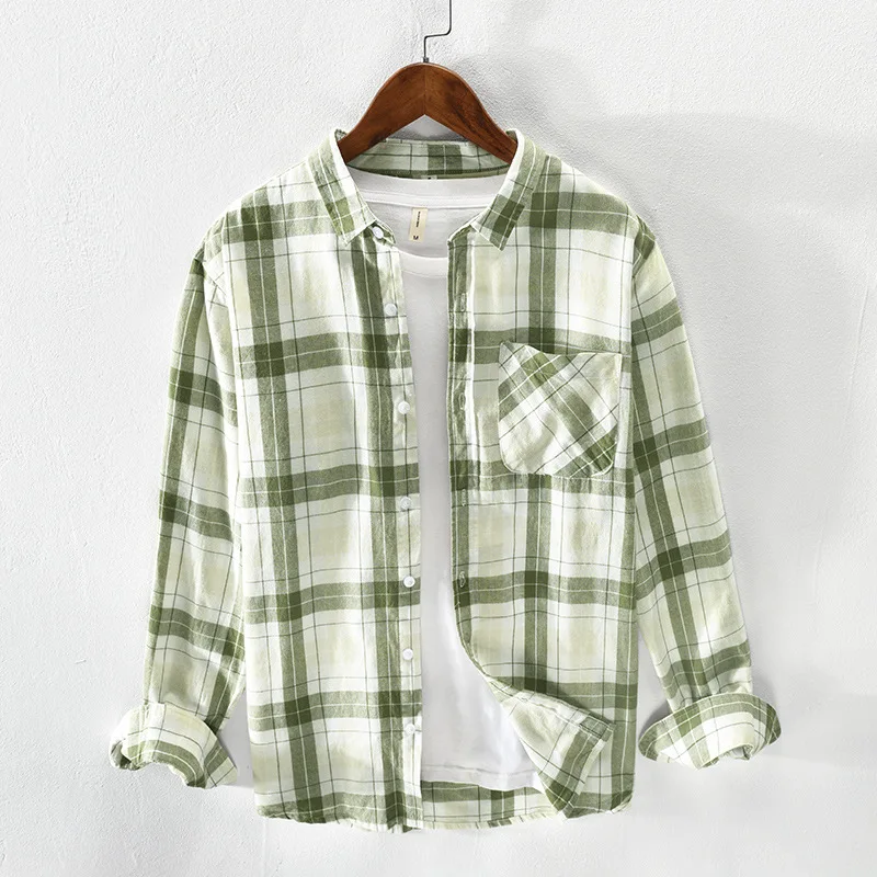 new Men's Plaid Shirts Long Sleeves Casual Cardigan Shirts Fashion Spring Autumn pocket summer Men Mens Bowling gym