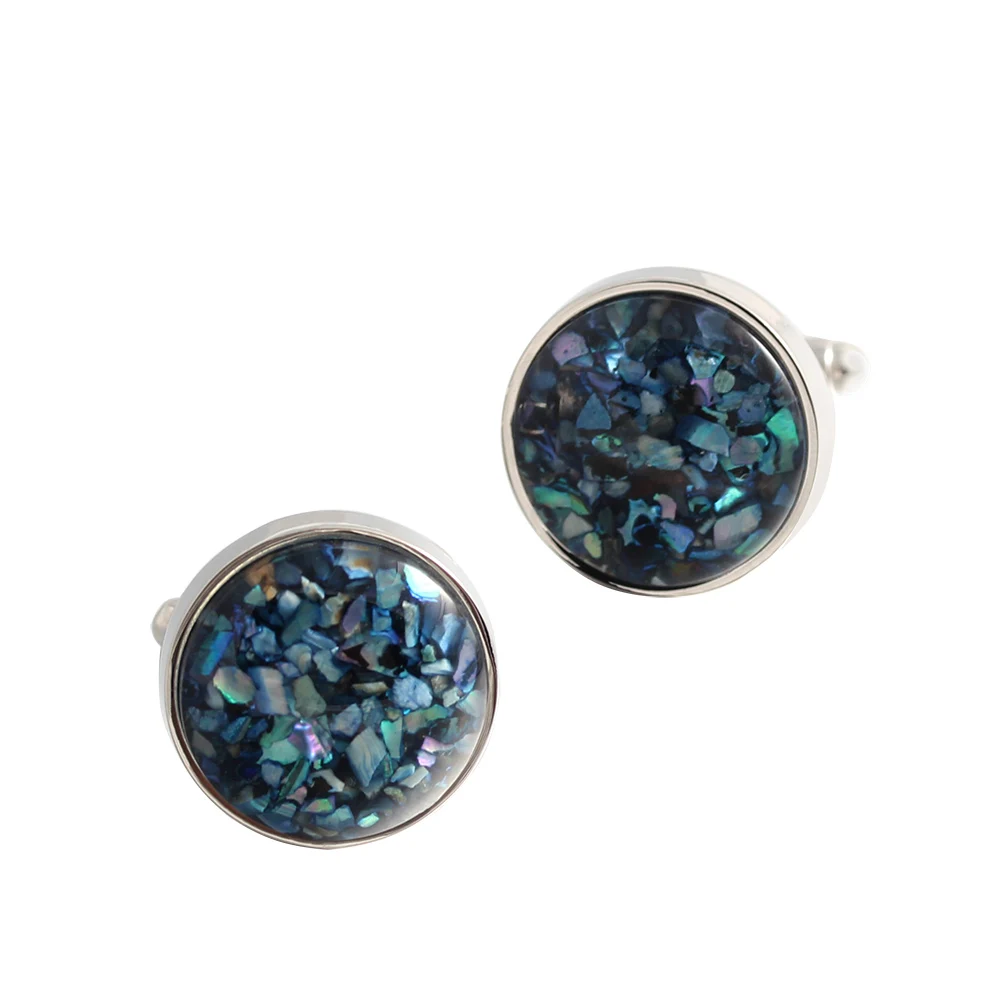 

Abalone Scallop Color Matching Silver Plated Shirts Cufflinks