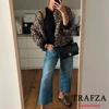 TRAFZA Casual Leopard Print Oversized Jackets Women Long Sleeve O Neck Buttons Coats Fashion 2024 Autumn Winter Female Outwears 2
