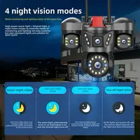 Caméra IP WiFi extérieure 10K 20MP UHD à quatre objectifs et quatre écrans 360° ° Caméra de sécurité PTZ avec zoom 16X, suivi automatique, surveillance sans fil CCTV 5