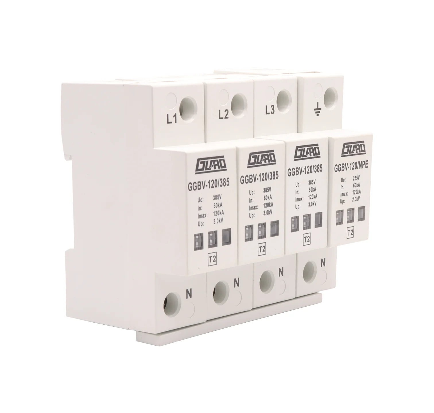 House Low-Voltage Arrester Device 3P+NPE Power Surge Protective Device T2 SPD AC SPD 60KA Max 120KA