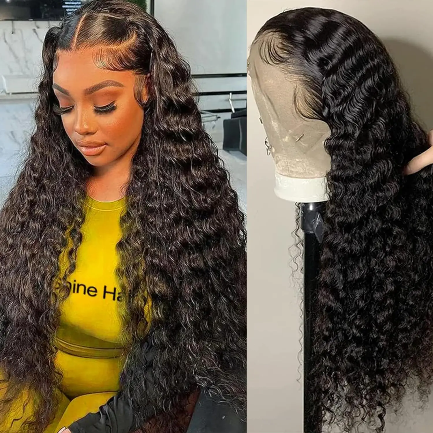 

Curly 5x5 Hd Lace Closure Wig Glueless Preplucked Human Wigs Ready To Go Deep Wave 4x4 Transparent Lace Brazilian Wigs On Sale