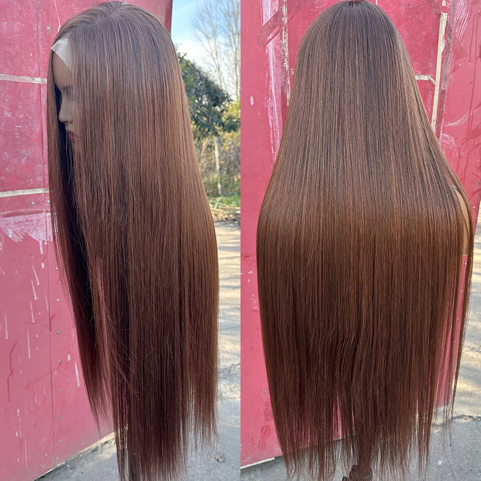36inch 4X4 Synthetic Straight Lace Front Wigs For Women Highlight Honey Brown Wig Ombre Blonde Lace Closure Wig Cosplay synthetic wig