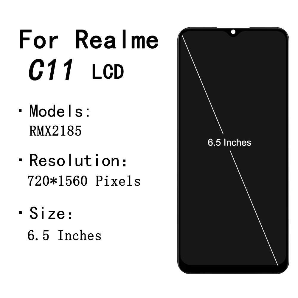 6.5inch Original LCD Display For Oppo Realme C11 2020 C12 C15 LCD Display With Frame Digitizer Touch Screen Assembly Replacement