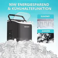 Petite machine à glaçons noire, 9 dés en 6 min, 12kg/24H, autonettoyante et portable pour cuisine/bureau/bar 2
