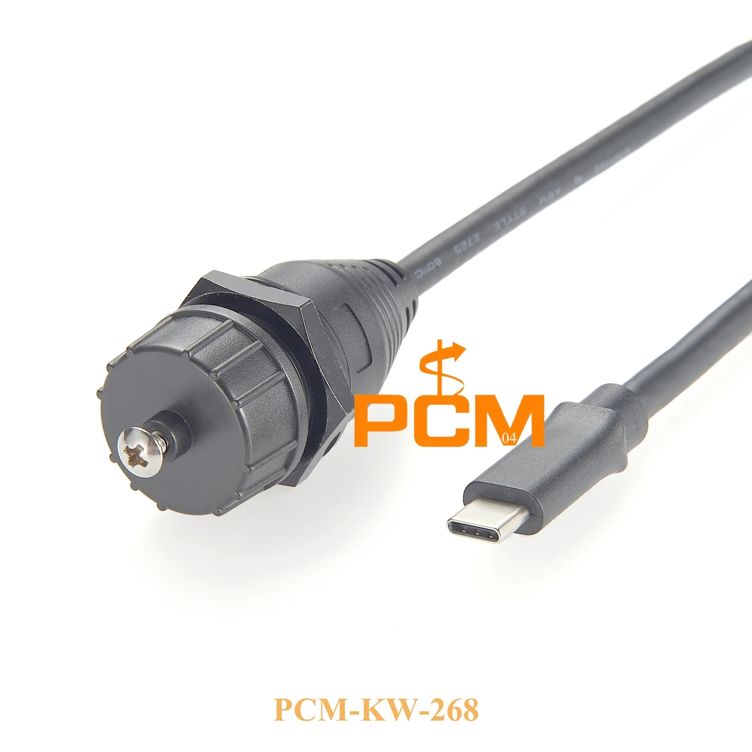 IP67 USB3.1 Type-C round panel mount cable with waterproof cap, Waterproof USB-C extension cable, front lock for chassis mount