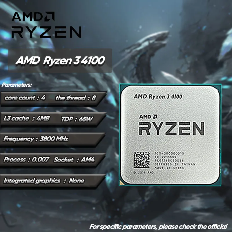 AMD Ryzen 3 4100 R3 4100 3.8 GHz 4-Core 8-Thread CPU Processor 7NM L3=8M  100-000000510 Socket AM4 New but without cooler - AliExpress