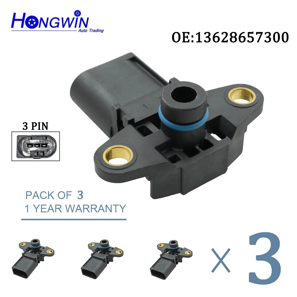 3PCS 13628657300 Map Sensor For BMW E53 E60 E61 E63 E64 E66 E70 E82 E90