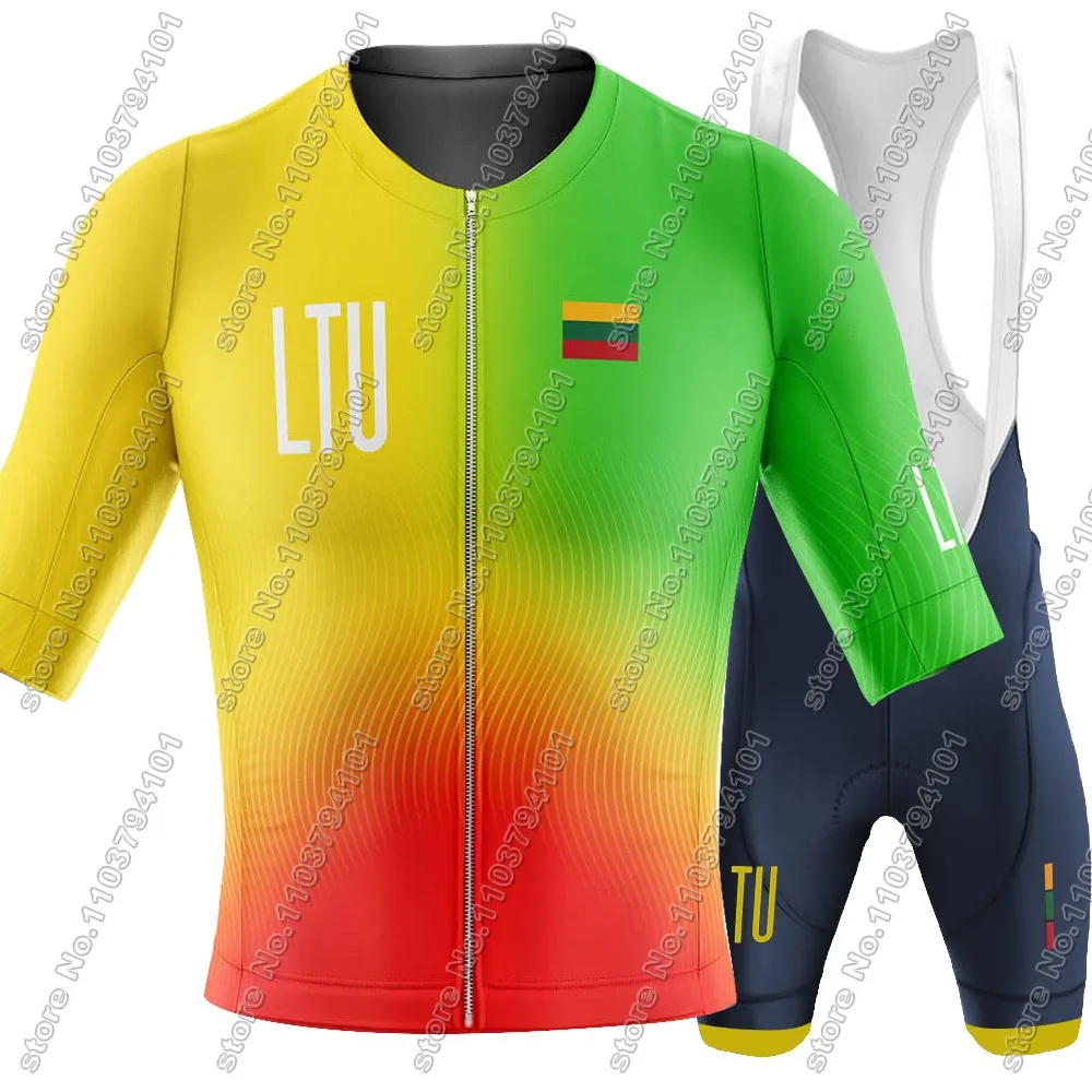 2024 Lithuania National Cycling Jersey Set Short Sleeve LTU Cycling Clothing Road Bike Shirts Suit Bicycle Bib Shorts MTB Wear 4