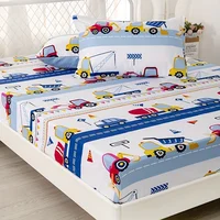 3pcs Cartoon Engineering Car Pattern Fitted Sheet Set – Soft, Breathable, and Hypoallergenic Bedding Sheet Set Vibrant-Perfect