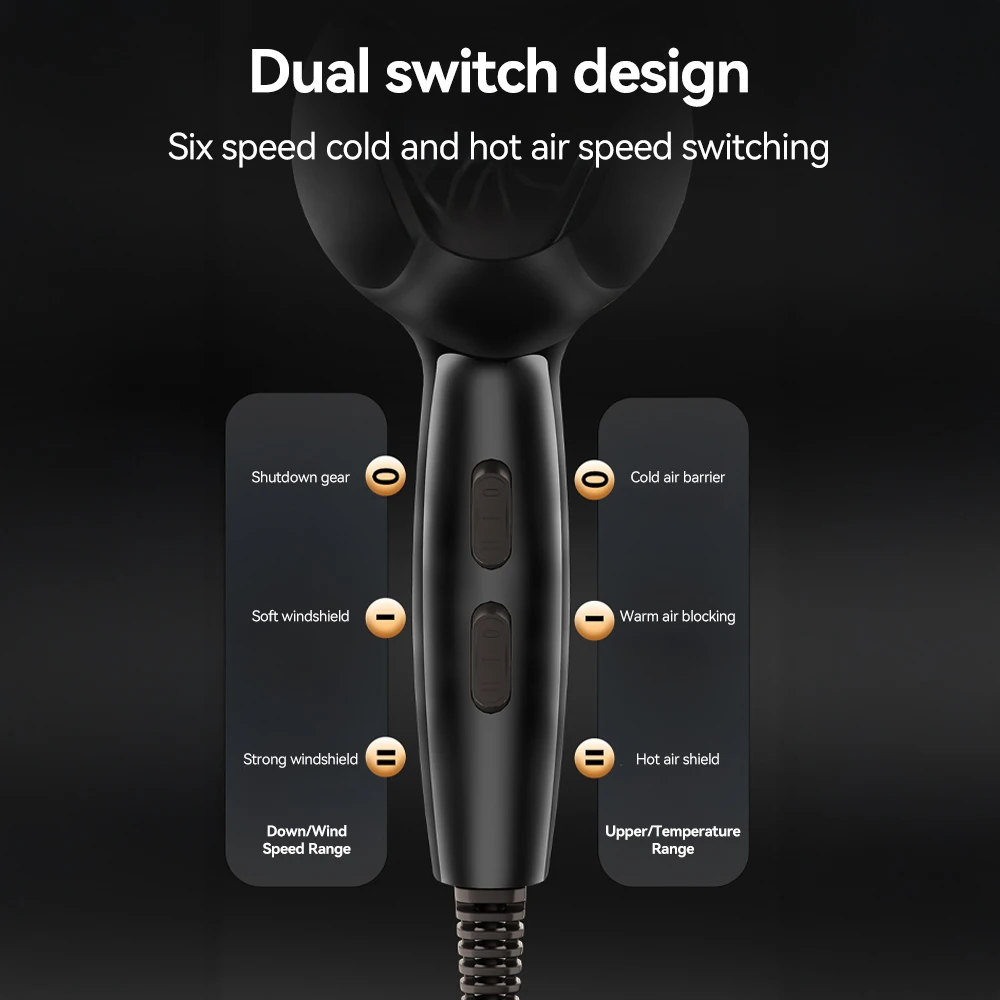 Professional Hair Dryer 1800W Powerful Quick Drying Negative Ions Hair Blow Dryer With Air Collecting Hairdressing Salon Tool
